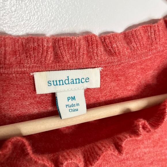 Sundance Ruffle Neck Pullover Sweater Womens PM Coral Long Sleeve Boho - Picture 6 of 9